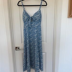 Blue Floral Spaghetti Strap Dress